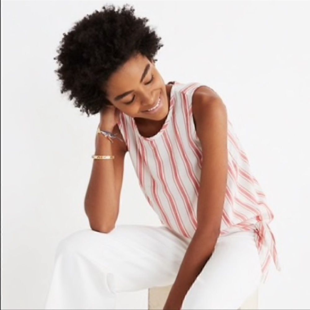 Madewell Side Tie Sleeveless Tank in Marcia Stripe XS